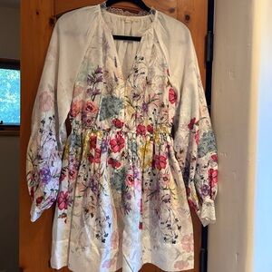 White Lace Trim Floral Mini Dress